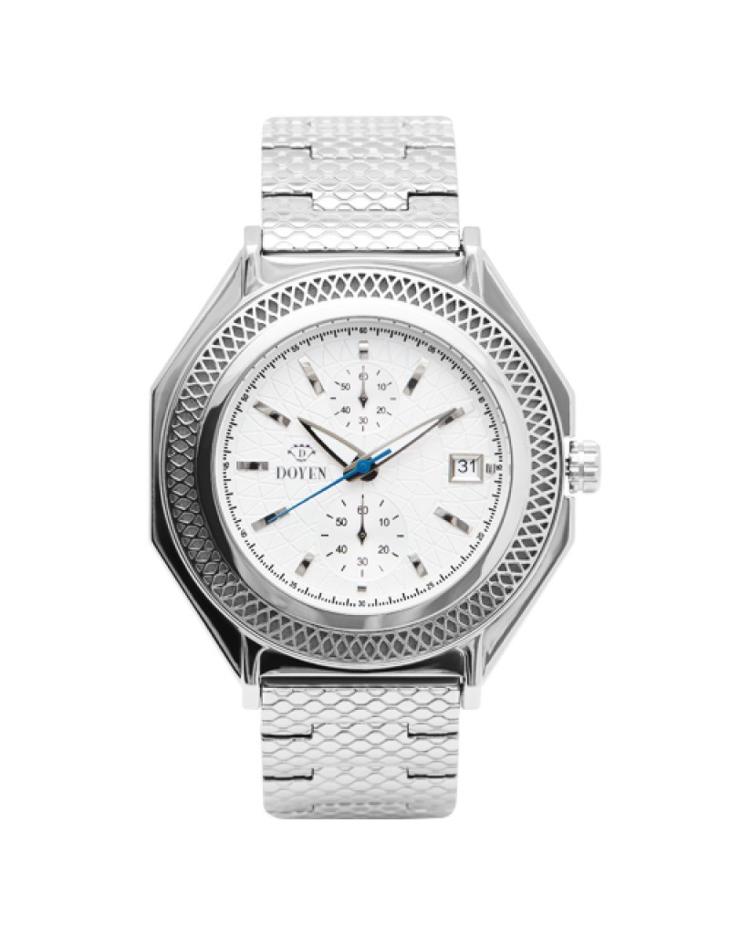 LONDON SQUARE MILE GENTS - STAINLESS STEEL WHITE DIAL CHRONOGRAPH WATCH