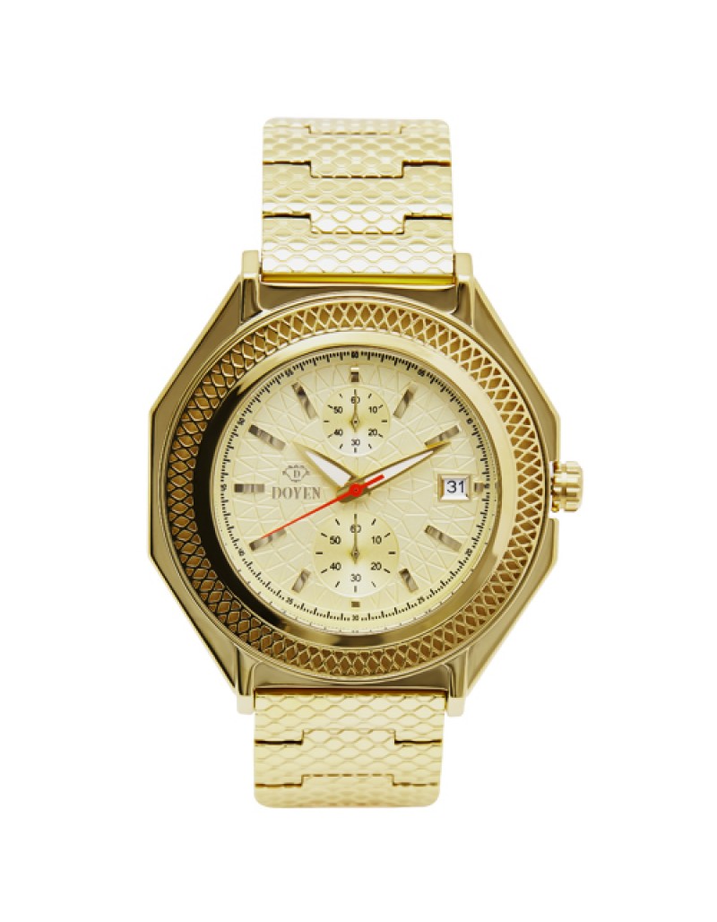 LONDON SQUARE MILE GENTS - YELLOWGOLD YELLOW DIAL CHRONOGRAPH WATCH