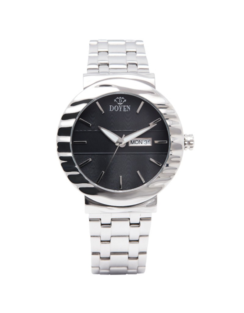 MR THAMES GENTS STAINLESS STEEL - BLACK DIAL  3HD W/DAY&DATE  WATCH