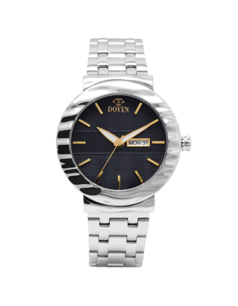 MR THAMES GENTS STAINLESS STEEL -  BLACK DIAL YG INX 3HD W/DAY&DATE  WATCH