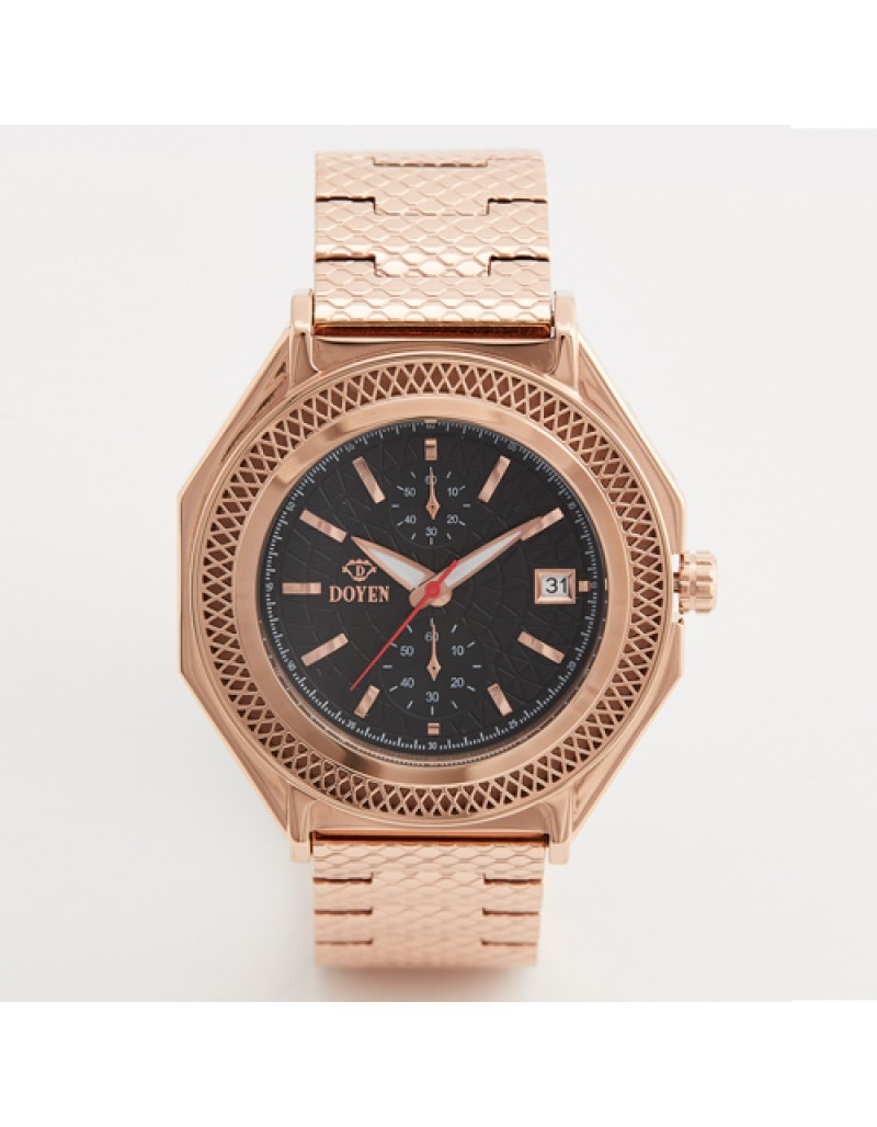 LONDON SQUARE MILE GENTS - ROSE GOLD BLACK DIAL CHRONOGRAPH WATCH