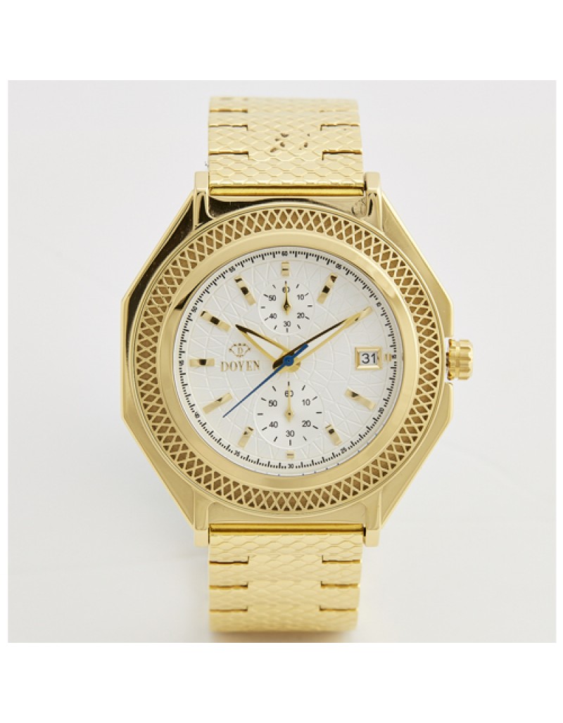 LONDON SQUARE MILE GENTS -  YELLOW GOLD WHITE DIAL CHRONOGRAPH WATCH